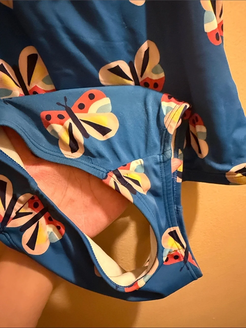 Hanna Andersson Blue Floral Print swimsuit two piece set